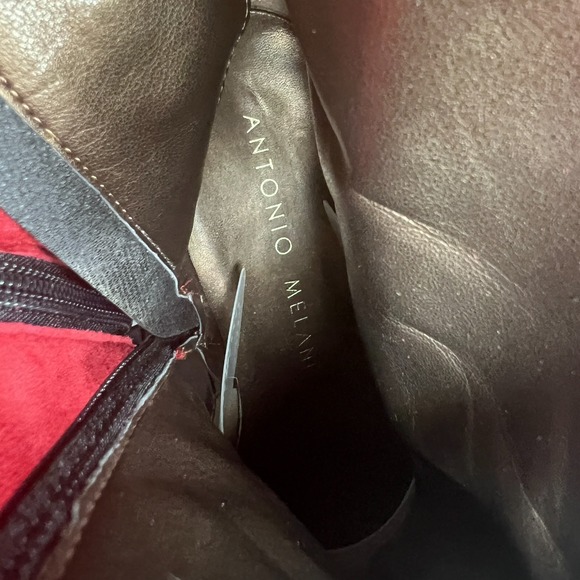 Antonio Melani Red Suede Leather Western Ankle Boots Women's 9 M Kitten Heel - Picture 14 of 15